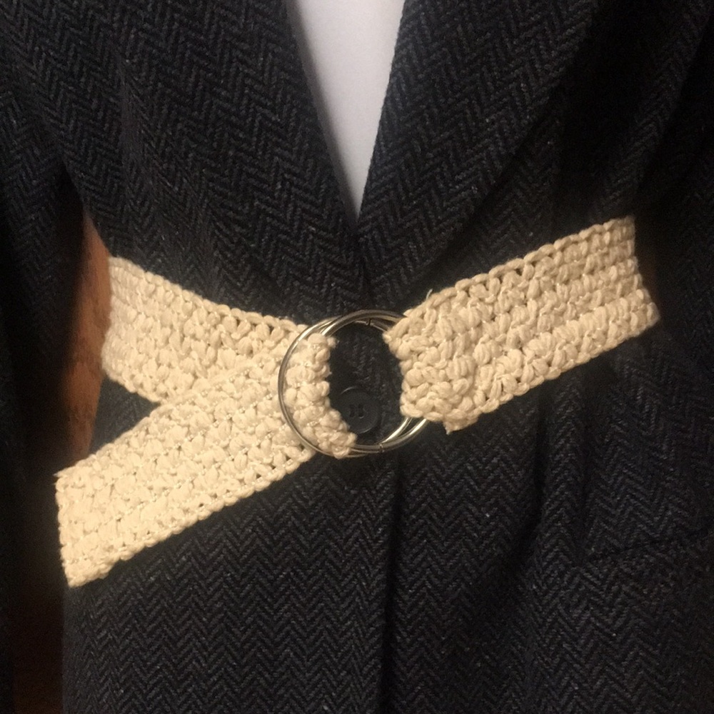2 inch Woven Cream Belt
